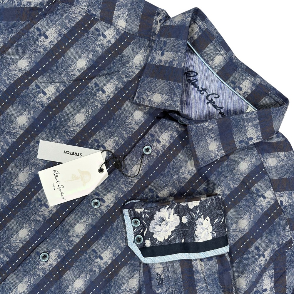Robert Graham Dunkirk Long Sleeve Shirt Mens 2XL Blue Skulls Stripe NWT